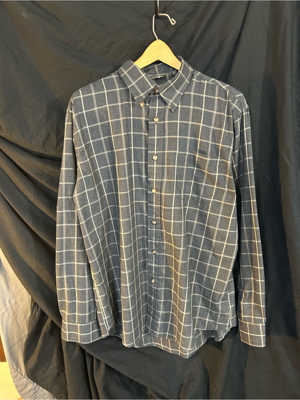 Arrow Navy and White Plaid Button-Down Shirt